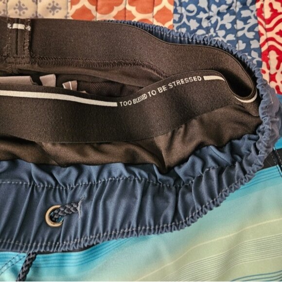 EveryDay Sunday Men's Size M Swimwear Lined Board Shorts Striped Blue Colorway - Picture 5 of 10